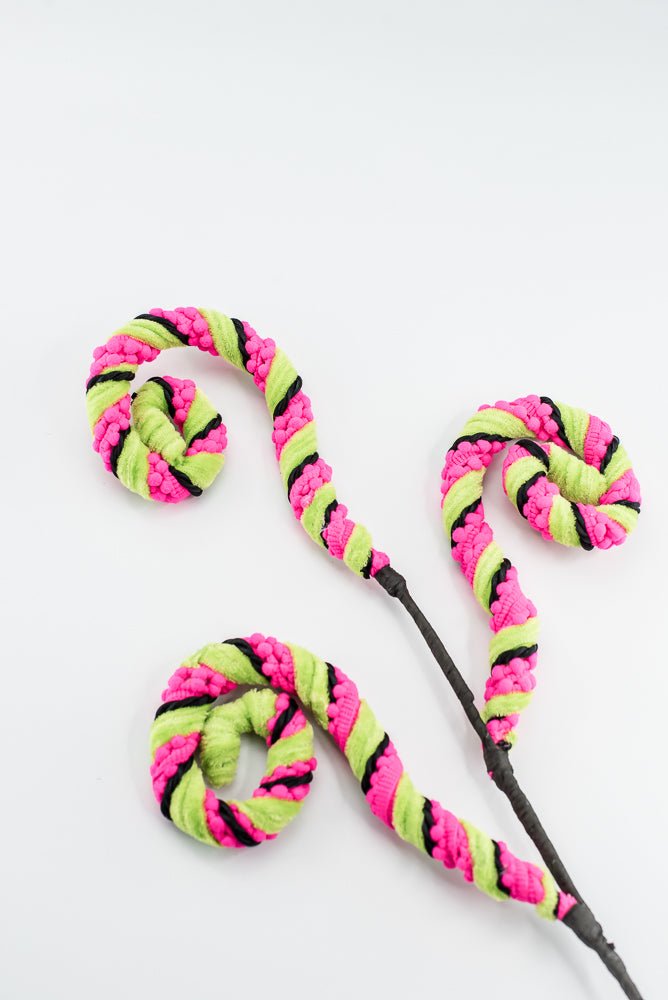 Artificial Hot Pink Stripe Spiral Curly Spray - 28" - Greenery MarketArtificial Flora57401HTPK