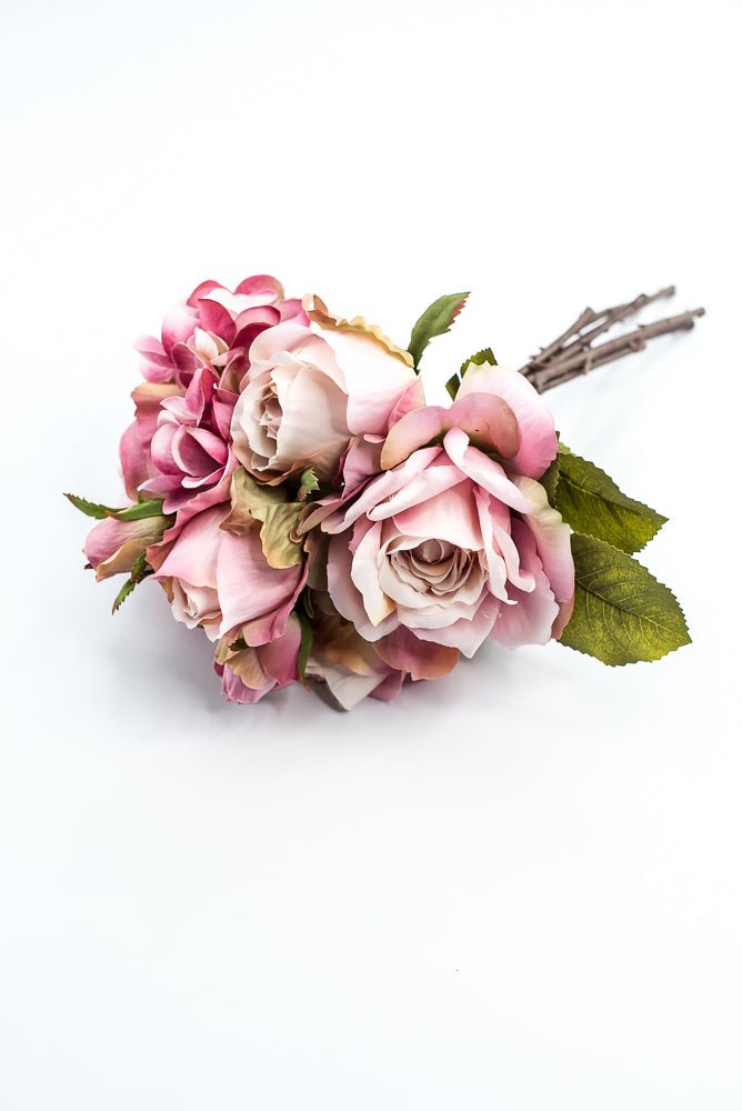 Artificial Hydrangea And Roses Flower Bundle - Pink - Greenery MarketFBQ758 - PK/RO