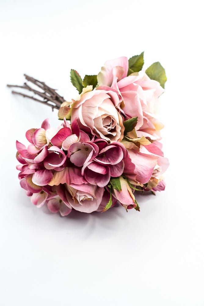 Artificial Hydrangea And Roses Flower Bundle - Pink - Greenery MarketFBQ758 - PK/RO