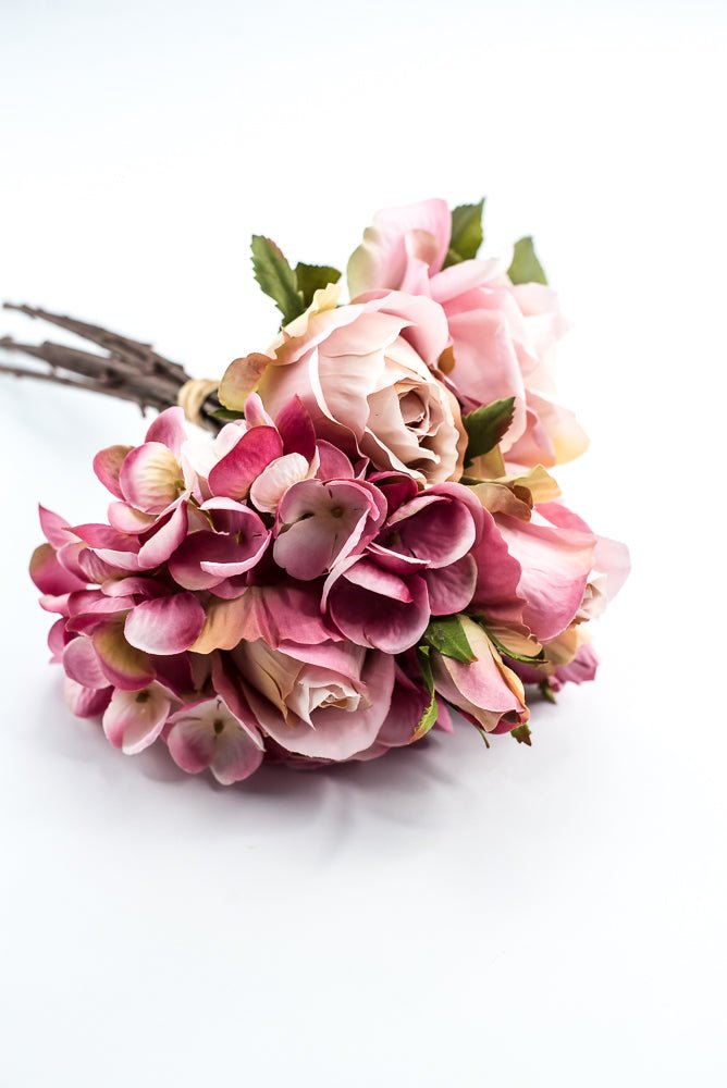 Artificial Hydrangea And Roses Flower Bundle - Pink - Greenery MarketFBQ758 - PK/RO