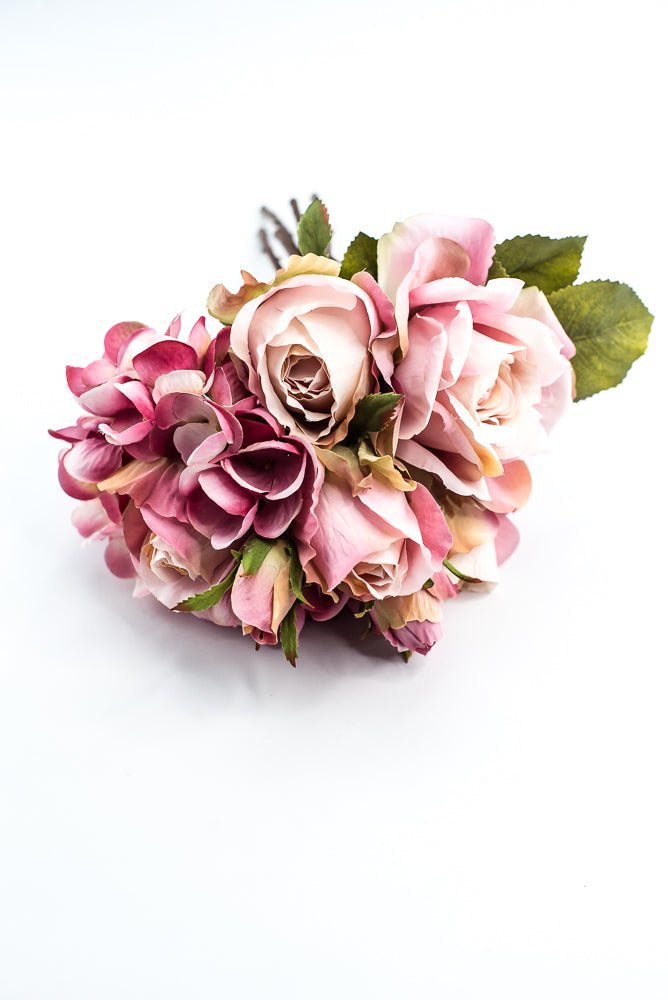 Artificial Hydrangea And Roses Flower Bundle - Pink - Greenery MarketFBQ758 - PK/RO