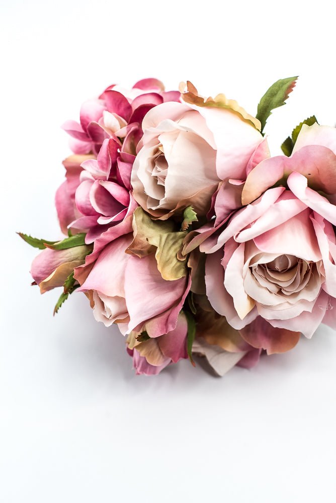 Artificial Hydrangea And Roses Flower Bundle - Pink - Greenery MarketFBQ758 - PK/RO