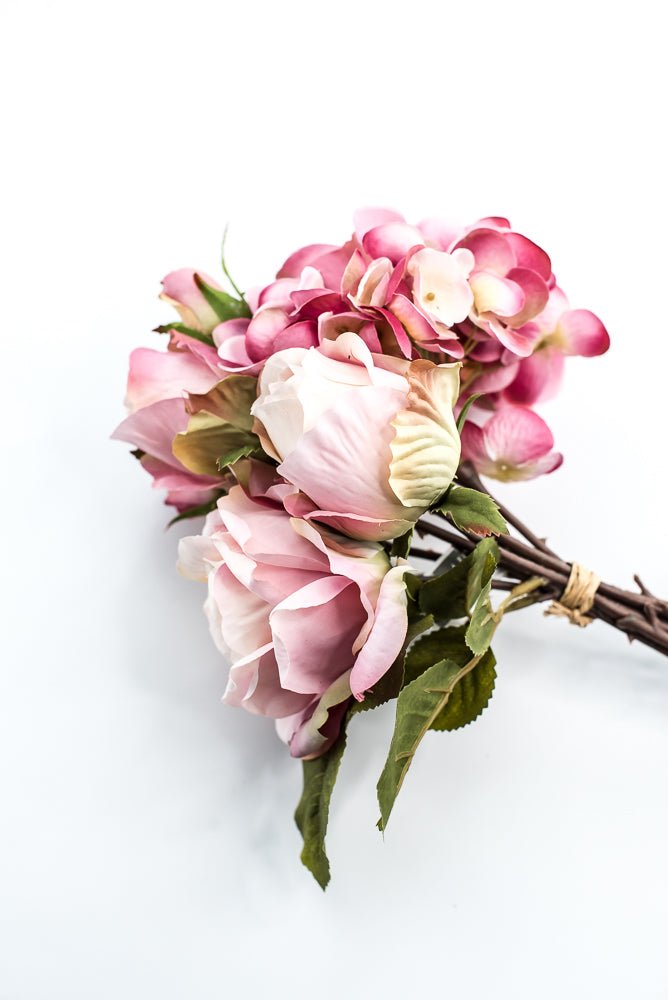 Artificial Hydrangea And Roses Flower Bundle - Pink - Greenery MarketFBQ758 - PK/RO
