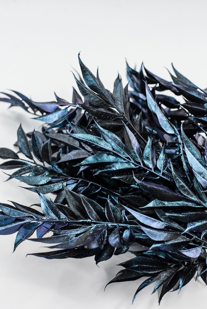 Artificial, Iridescent Blue, Hickory Leaves Bush - 20" - Greenery MarketArtificial Flora86917IRBL