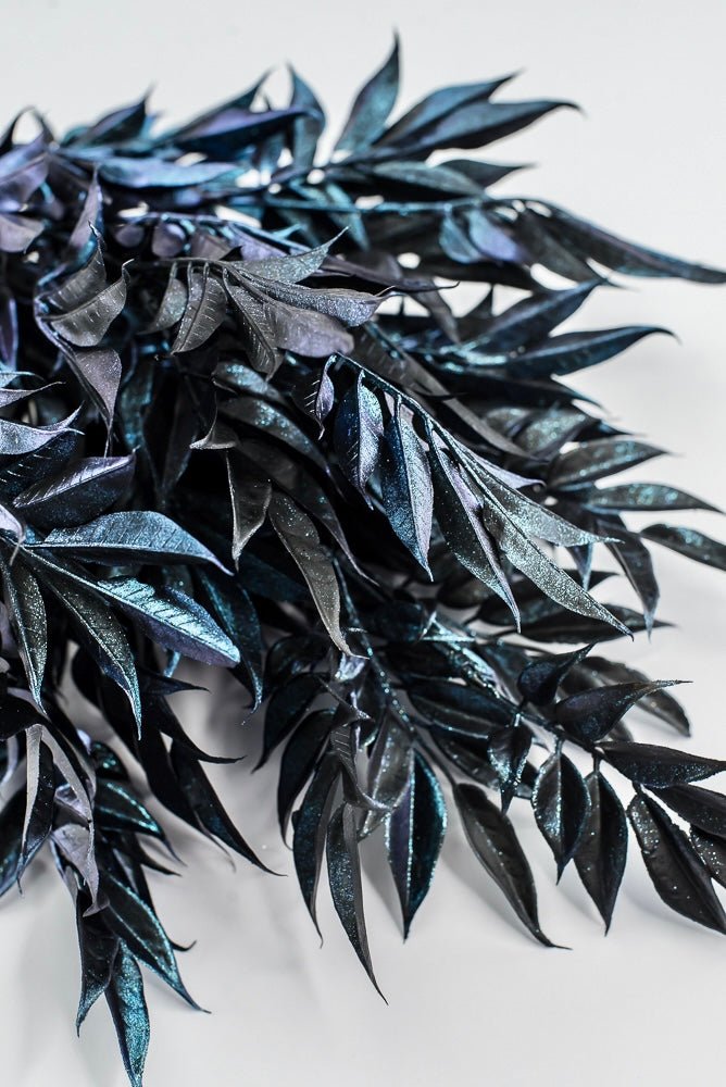 Artificial, Iridescent Blue, Hickory Leaves Bush - 20" - Greenery MarketArtificial Flora86917IRBL