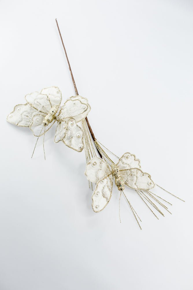 Artificial Ivory Butterfly Spray - 32.5" - Greenery MarketArtificial Flowers276987