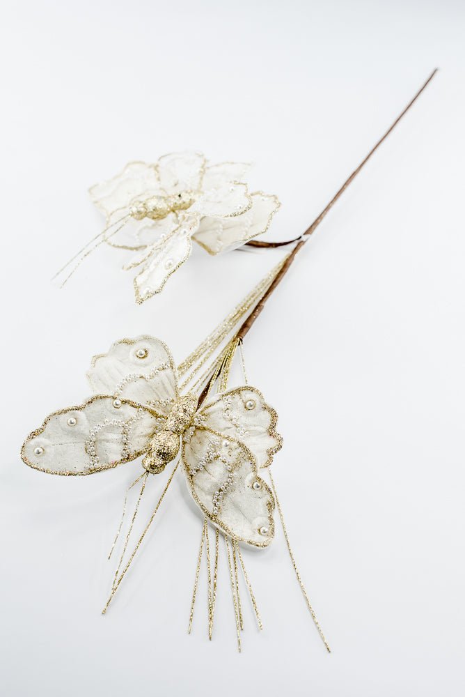 Artificial Ivory Butterfly Spray - 32.5" - Greenery MarketArtificial Flowers276987