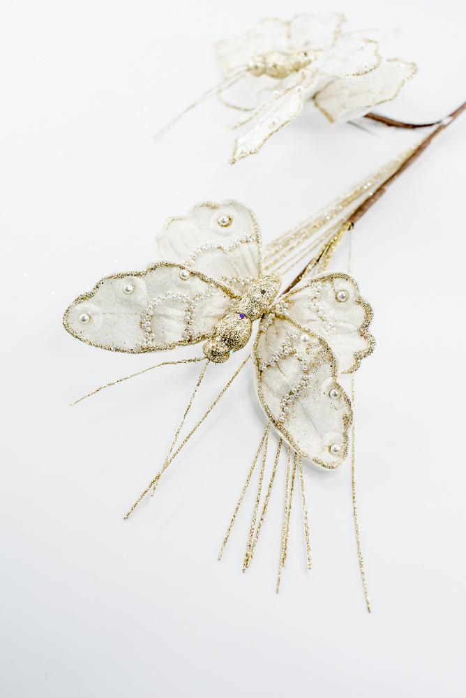 Artificial Ivory Butterfly Spray - 32.5" - Greenery MarketArtificial Flowers276987