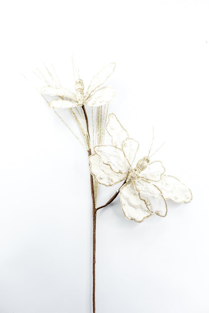 Artificial Ivory Butterfly Spray - 32.5" - Greenery MarketArtificial Flowers276987