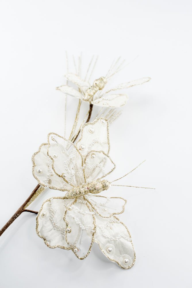 Artificial Ivory Butterfly Spray - 32.5" - Greenery MarketArtificial Flowers276987