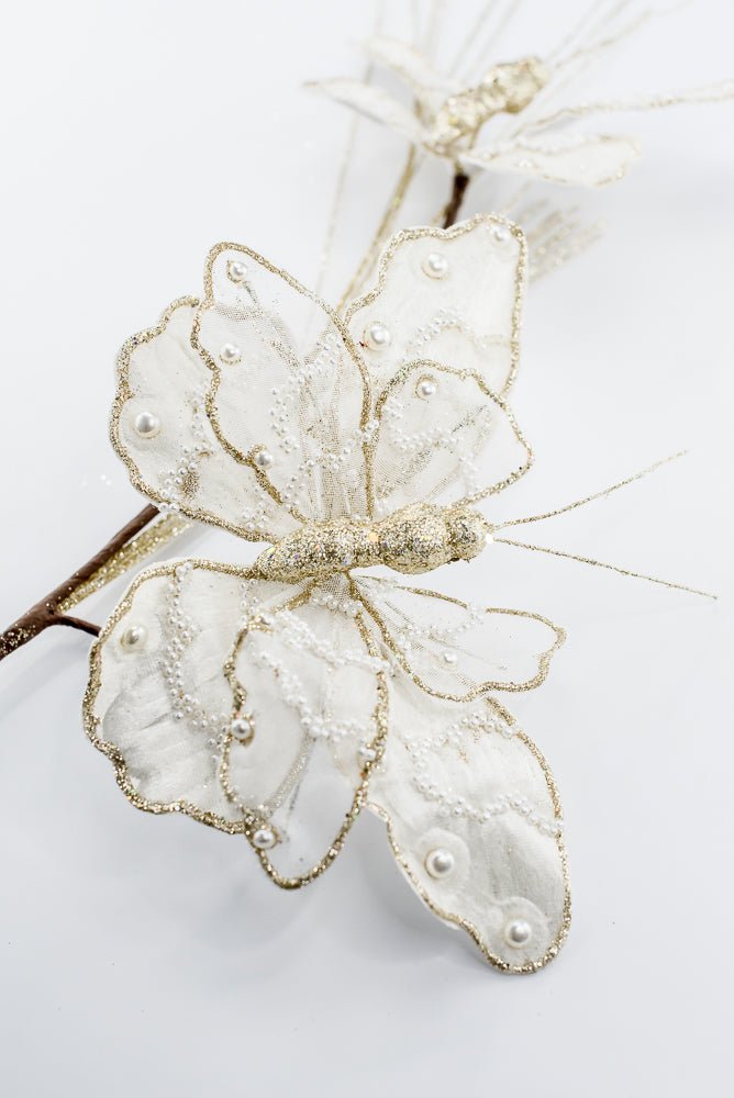 Artificial Ivory Butterfly Spray - 32.5" - Greenery MarketArtificial Flowers276987