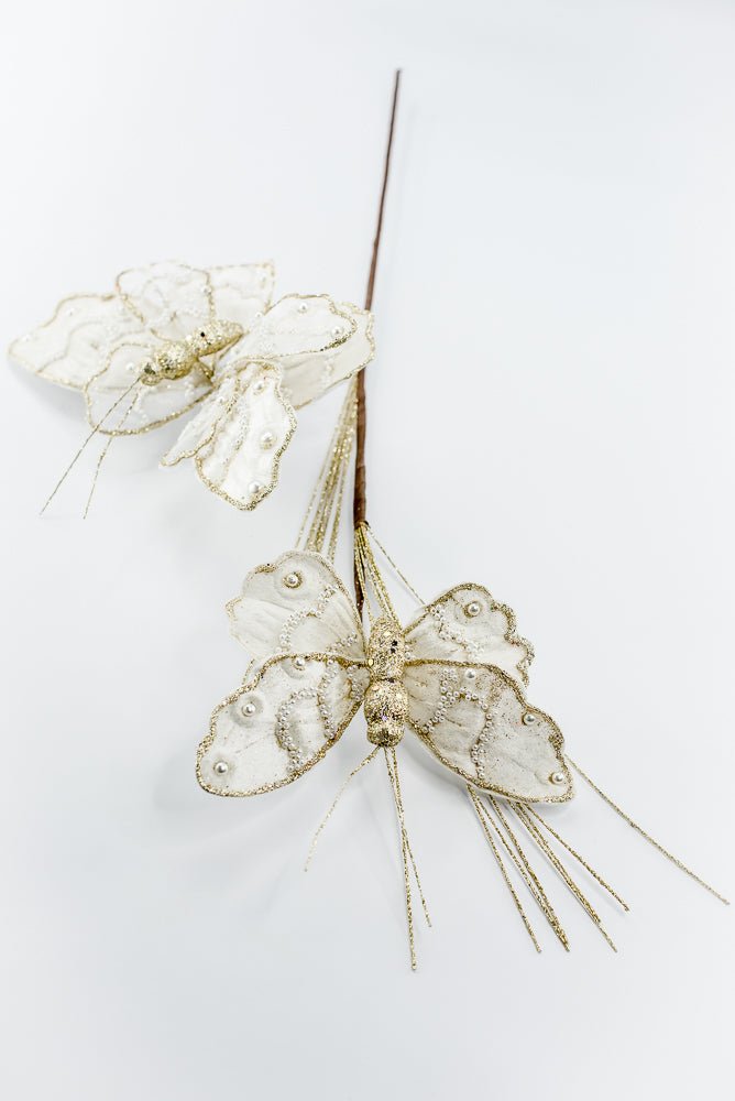 Artificial Ivory Butterfly Spray - 32.5" - Greenery MarketArtificial Flowers276987