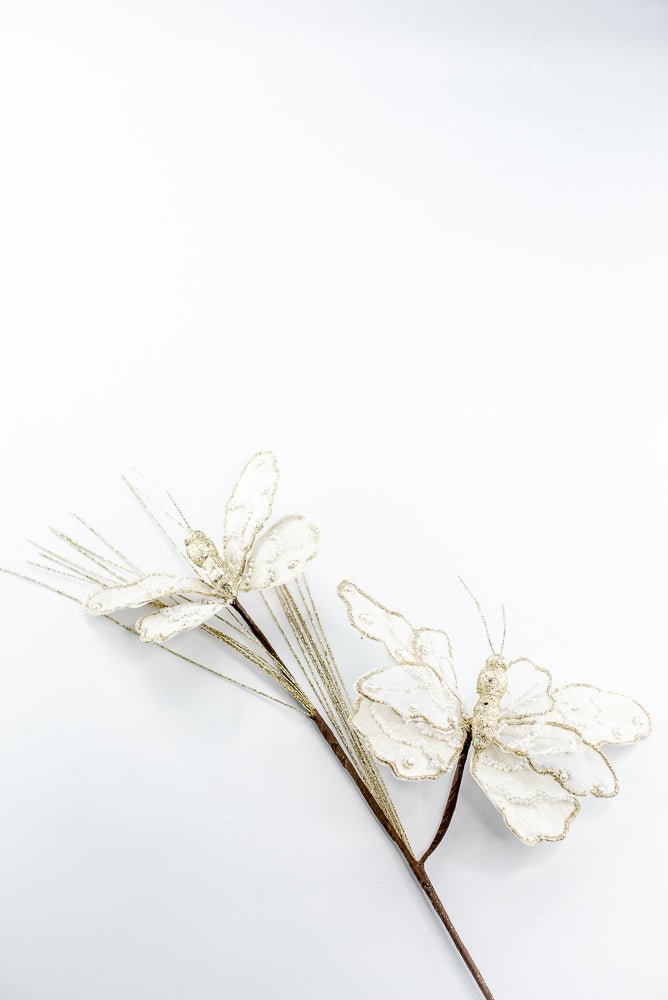Artificial Ivory Butterfly Spray - 32.5" - Greenery MarketArtificial Flowers276987