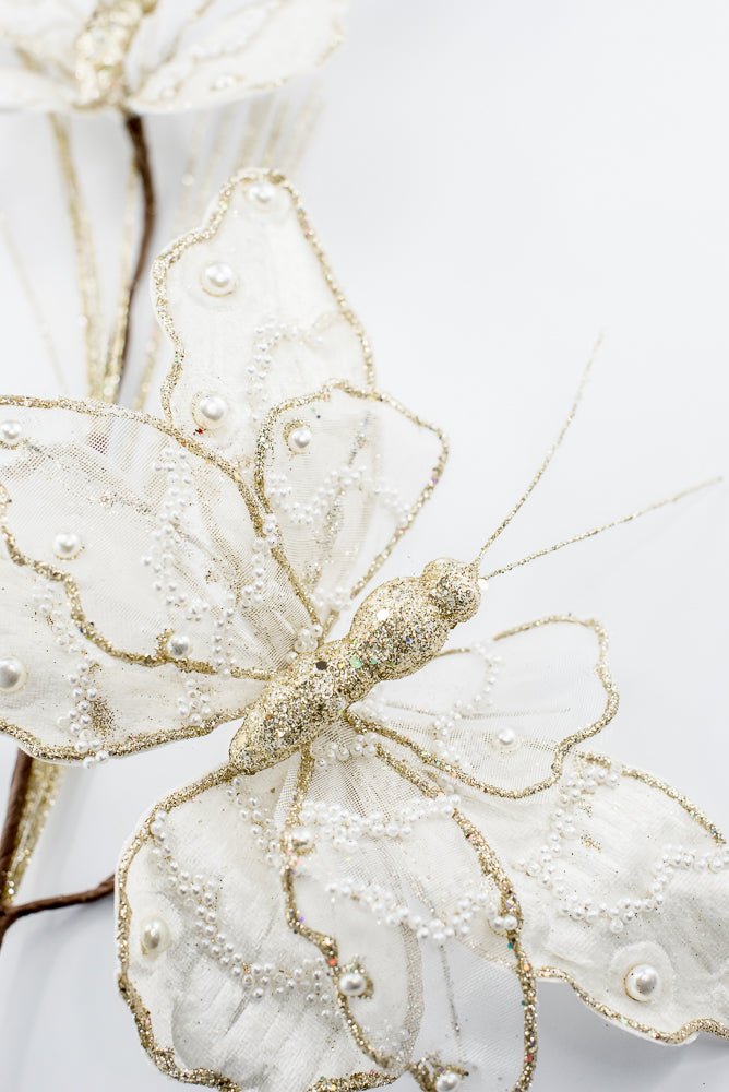 Artificial Ivory Butterfly Spray - 32.5" - Greenery MarketArtificial Flowers276987