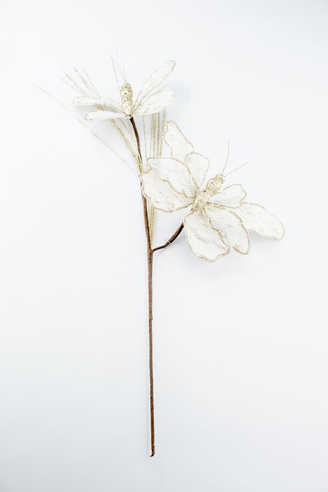 Artificial Ivory Butterfly Spray - 32.5" - Greenery MarketArtificial Flowers276987