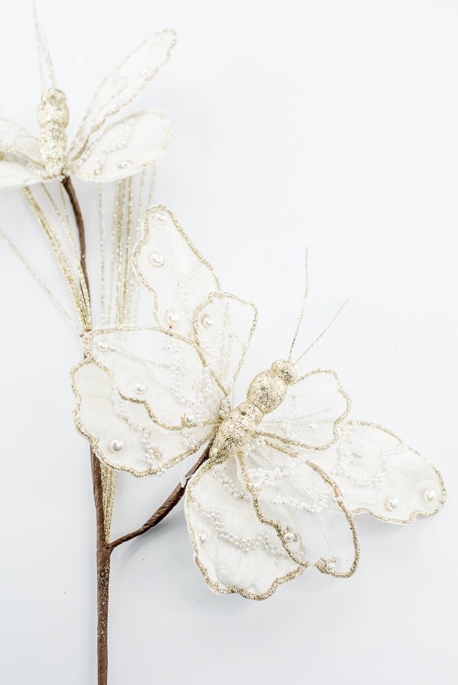 Artificial Ivory Butterfly Spray - 32.5" - Greenery MarketArtificial Flowers276987
