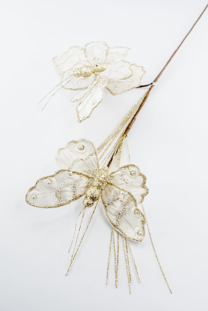 Artificial Ivory Butterfly Spray - 32.5" - Greenery MarketArtificial Flowers276987