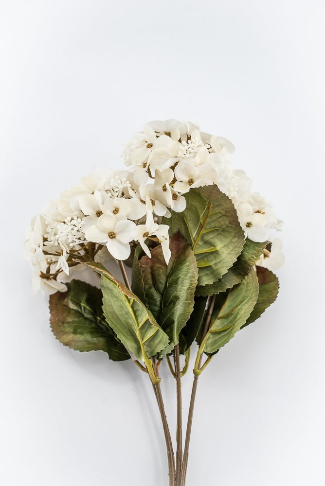 Artificial, Ivory, Hydrangea Bush - 17" - Greenery MarketArtificial Flora85981-IVORY