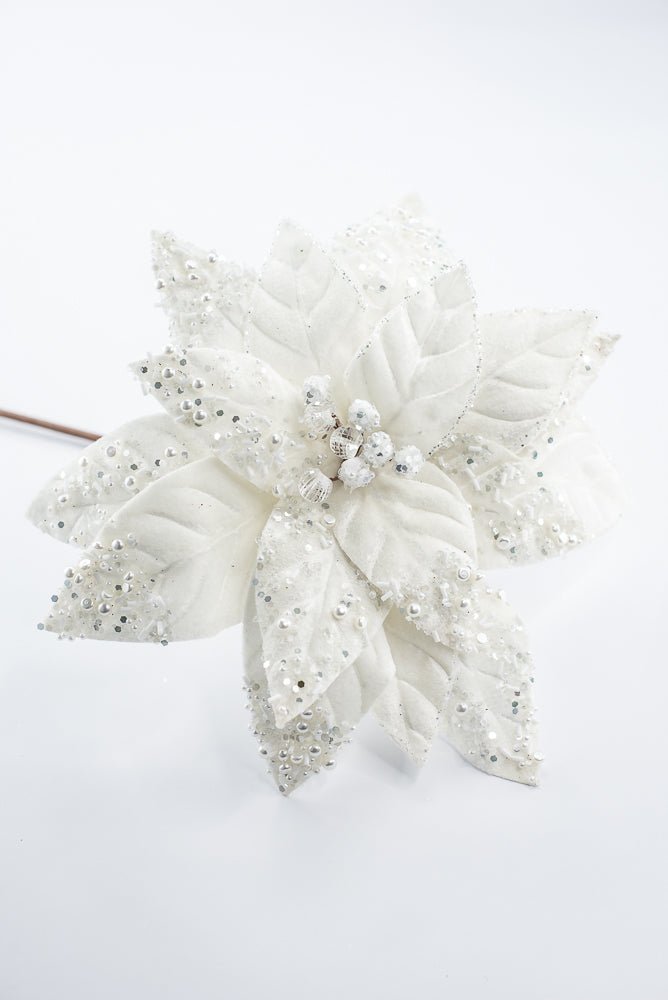 Artificial Ivory & Pearl Poinsettia Stem - 19" - Greenery MarketArtificial Flowers276979