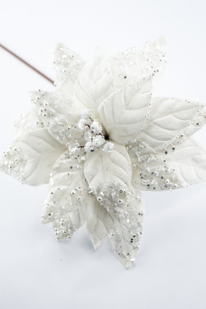 Artificial Ivory & Pearl Poinsettia Stem - 19" - Greenery MarketArtificial Flowers276979