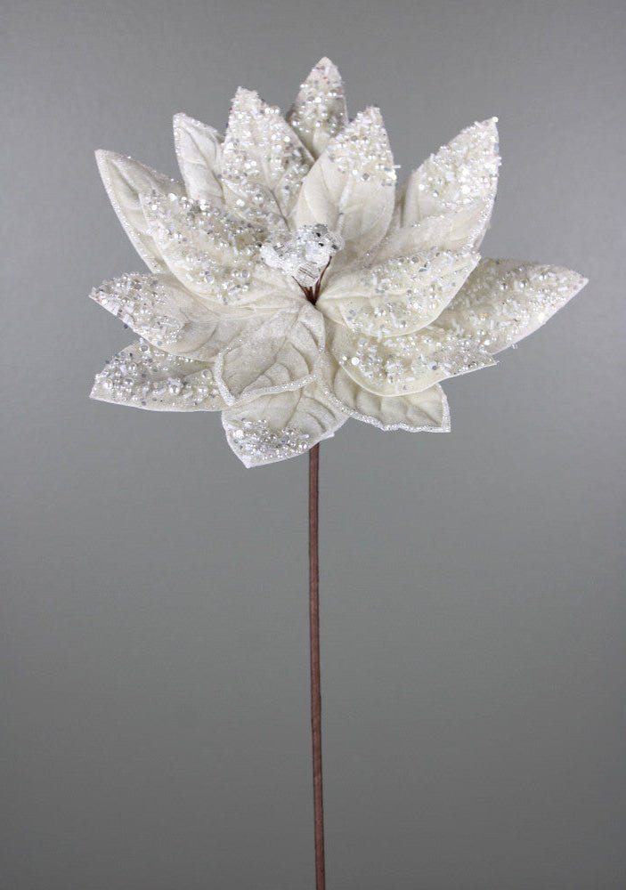 Artificial Ivory & Pearl Poinsettia Stem - 19" - Greenery MarketArtificial Flowers276979