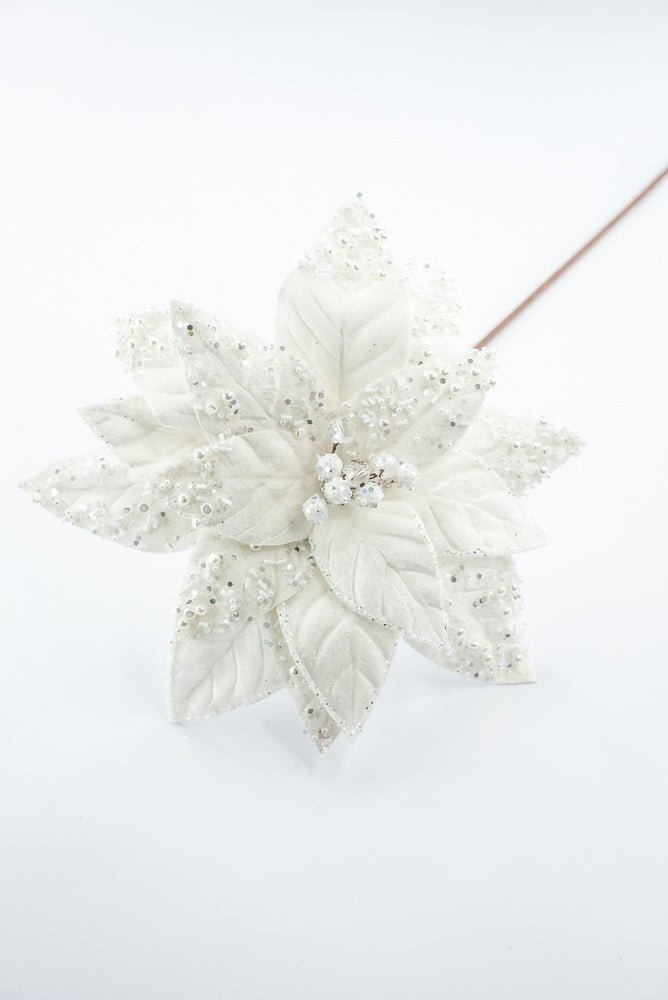 Artificial Ivory & Pearl Poinsettia Stem - 19" - Greenery MarketArtificial Flowers276979