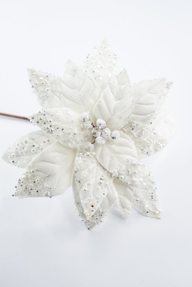 Artificial Ivory & Pearl Poinsettia Stem - 19" - Greenery MarketArtificial Flowers276979