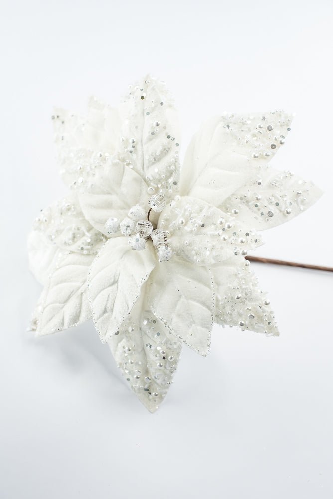 Artificial Ivory & Pearl Poinsettia Stem - 19" - Greenery MarketArtificial Flowers276979