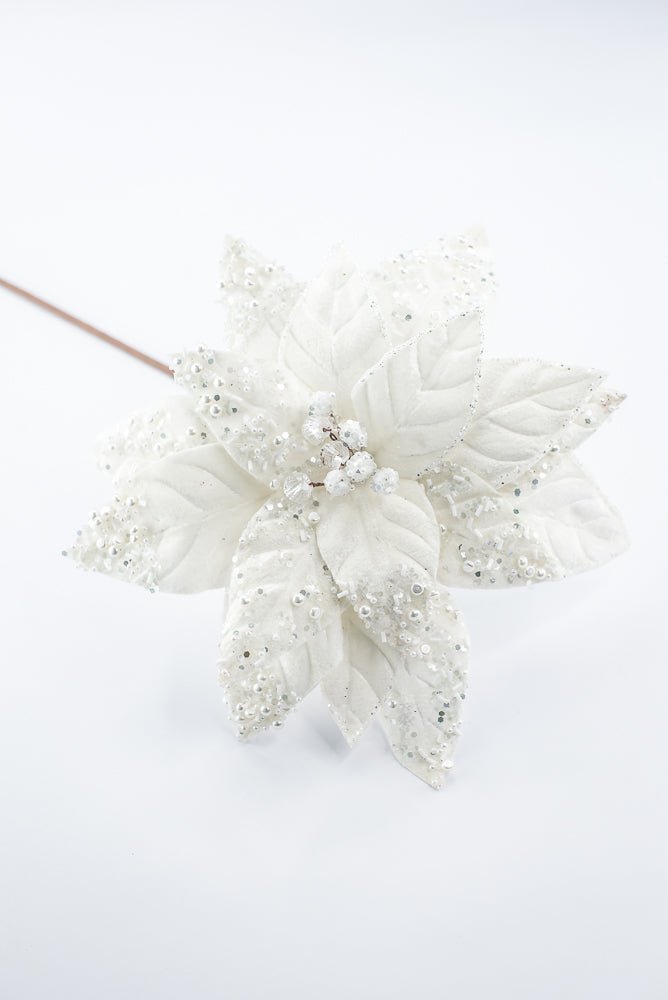 Artificial Ivory & Pearl Poinsettia Stem - 19" - Greenery MarketArtificial Flowers276979