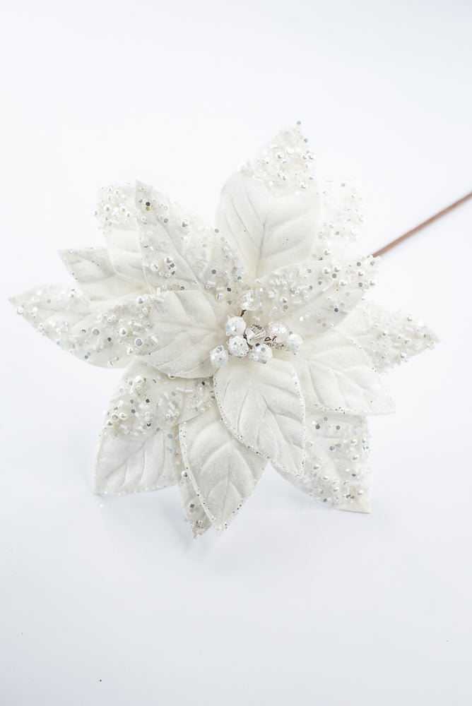 Artificial Ivory & Pearl Poinsettia Stem - 19" - Greenery MarketArtificial Flowers276979