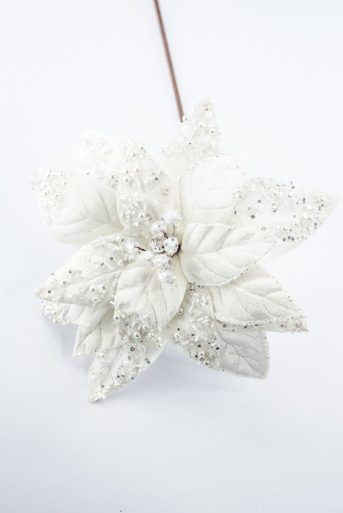 Artificial Ivory & Pearl Poinsettia Stem - 19" - Greenery MarketArtificial Flowers276979