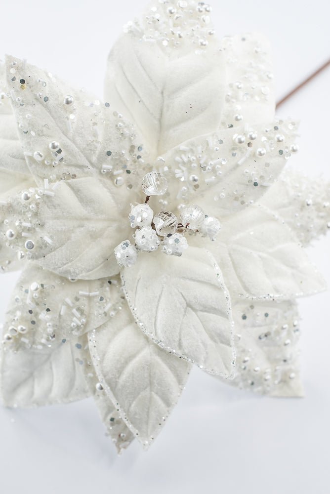Artificial Ivory & Pearl Poinsettia Stem - 19" - Greenery MarketArtificial Flowers276979