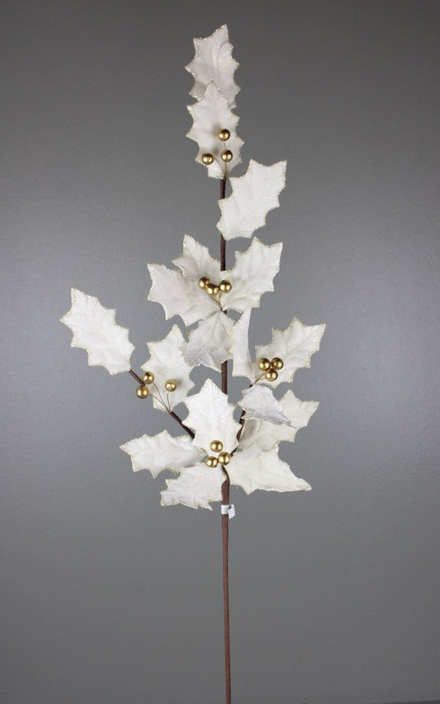 Artificial Ivory With Gold Holly Berry Spray - 31.5" - Greenery MarketArtificial Flowers251853