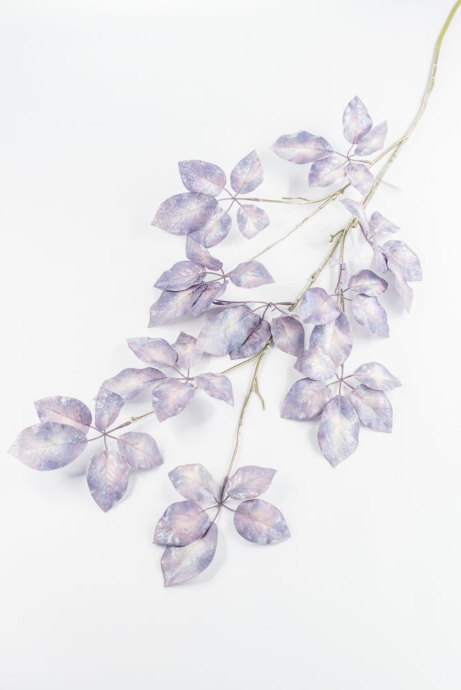 Artificial, Lavender Antique Metallic Schefflera Leaf Spray - 50" - Greenery MarketXFS917-LV