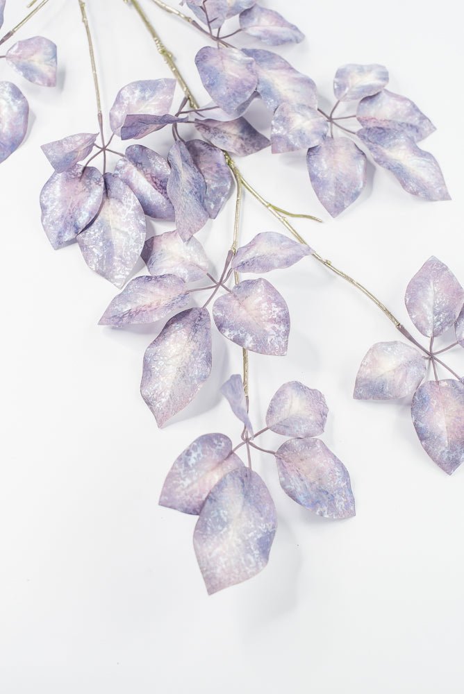 Artificial, Lavender Antique Metallic Schefflera Leaf Spray - 50" - Greenery MarketXFS917-LV