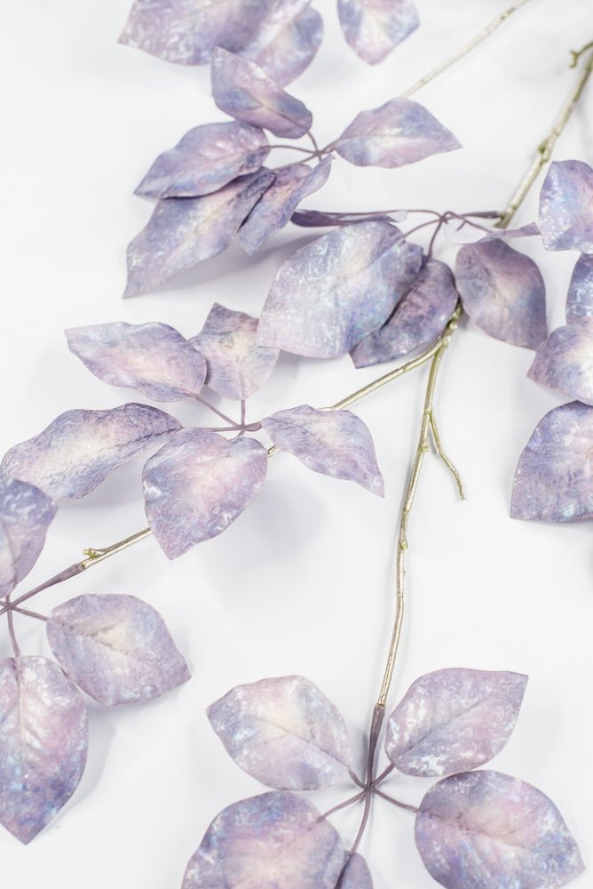Artificial, Lavender Antique Metallic Schefflera Leaf Spray - 50" - Greenery MarketXFS917-LV