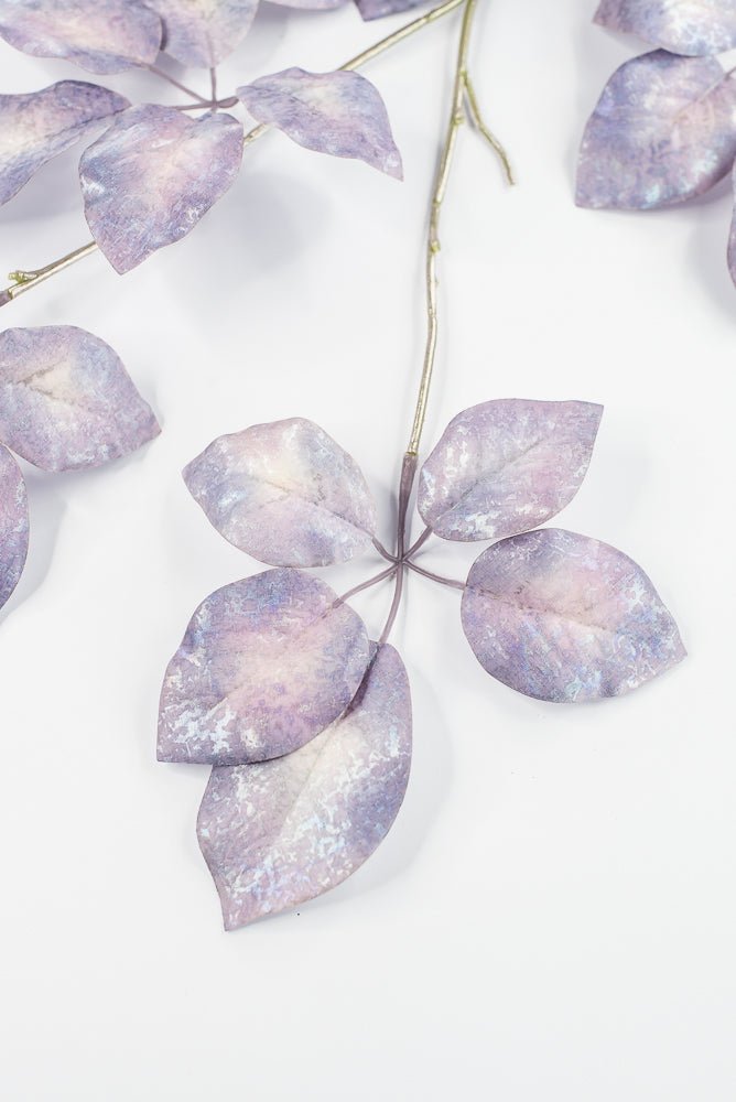 Artificial, Lavender Antique Metallic Schefflera Leaf Spray - 50" - Greenery MarketXFS917-LV