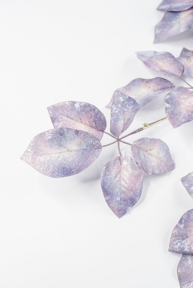 Artificial, Lavender Antique Metallic Schefflera Leaf Spray - 50" - Greenery MarketXFS917-LV