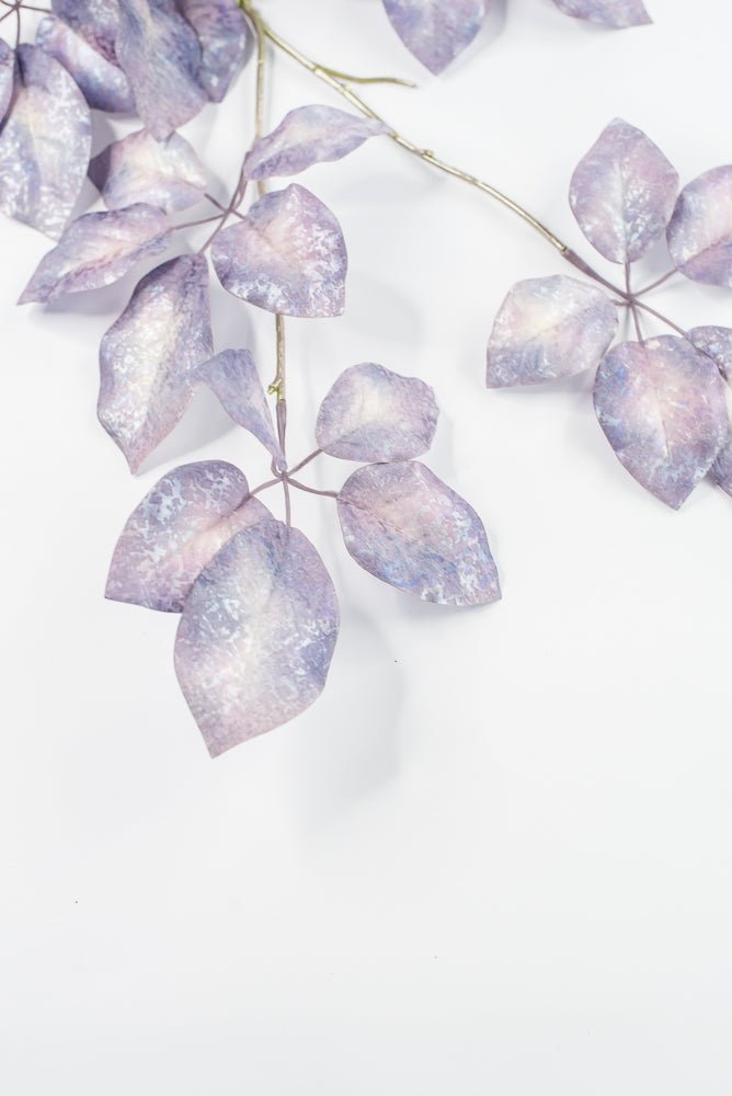 Artificial, Lavender Antique Metallic Schefflera Leaf Spray - 50" - Greenery MarketXFS917-LV