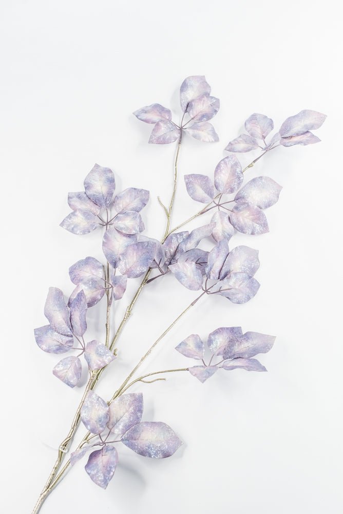Artificial, Lavender Antique Metallic Schefflera Leaf Spray - 50" - Greenery MarketXFS917-LV