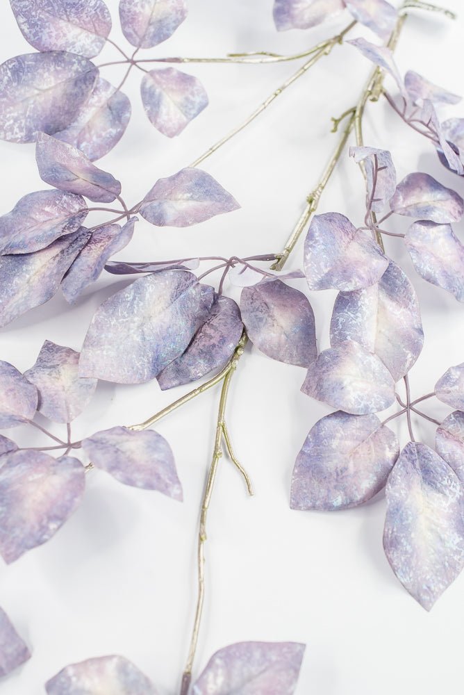 Artificial, Lavender Antique Metallic Schefflera Leaf Spray - 50" - Greenery MarketXFS917-LV