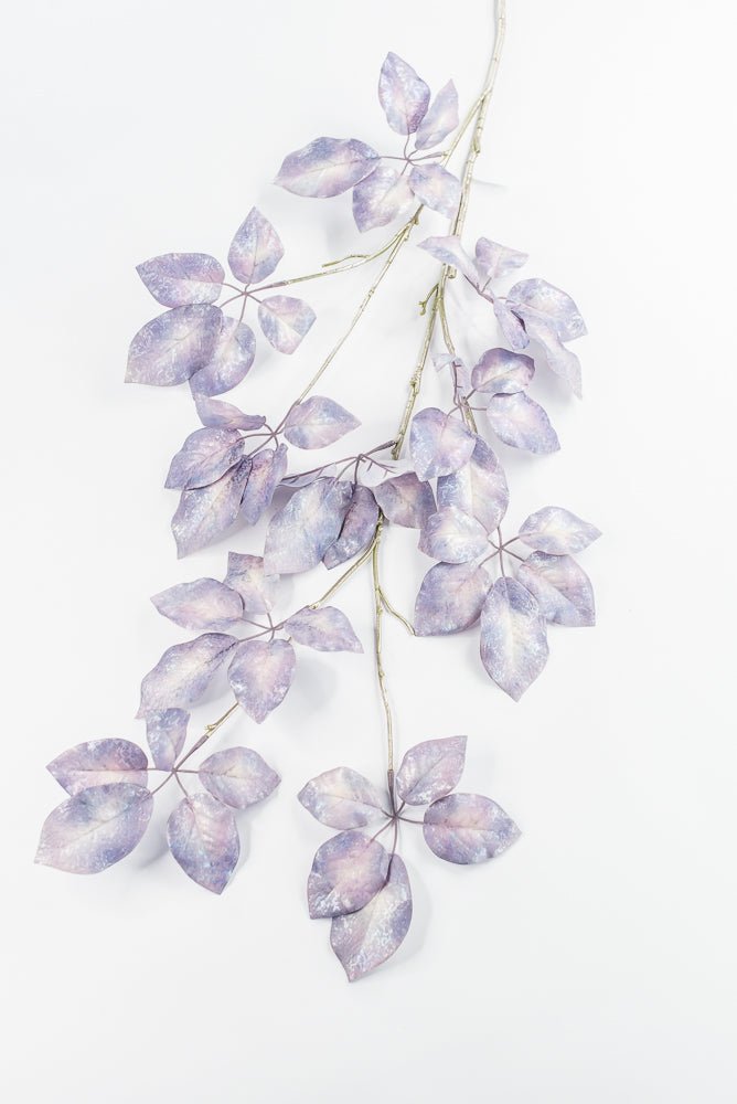 Artificial, Lavender Antique Metallic Schefflera Leaf Spray - 50" - Greenery MarketXFS917-LV