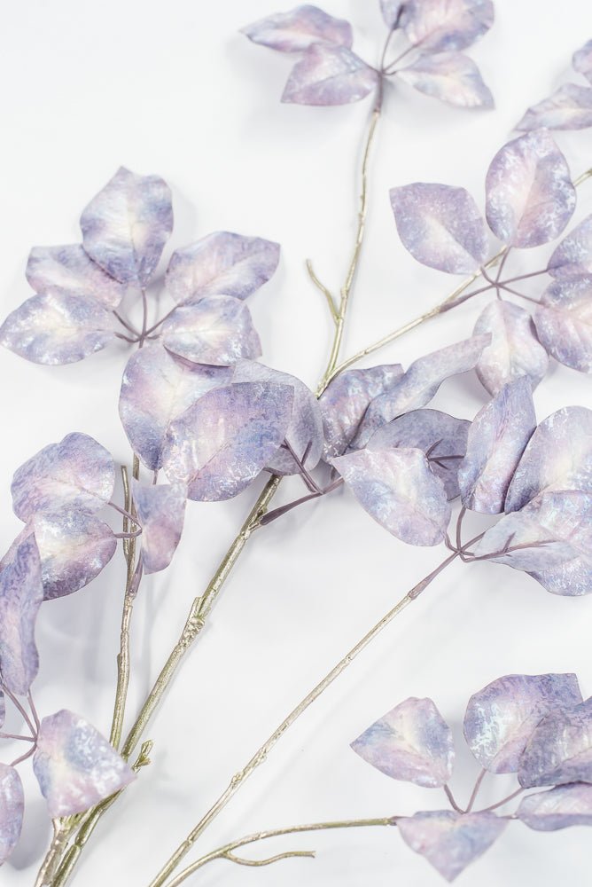 Artificial, Lavender Antique Metallic Schefflera Leaf Spray - 50" - Greenery MarketXFS917-LV