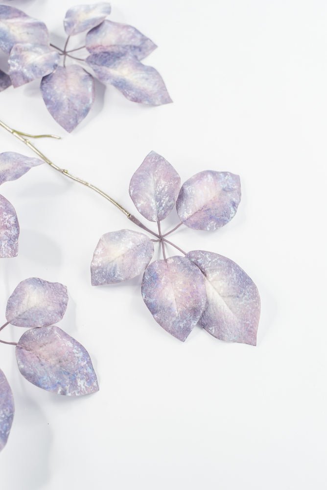 Artificial, Lavender Antique Metallic Schefflera Leaf Spray - 50" - Greenery MarketXFS917-LV