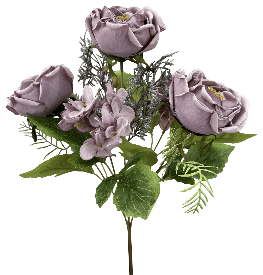 Artificial Lavender Rose Filler Bush - 15" - Greenery MarketArtificial Flowers57453LV