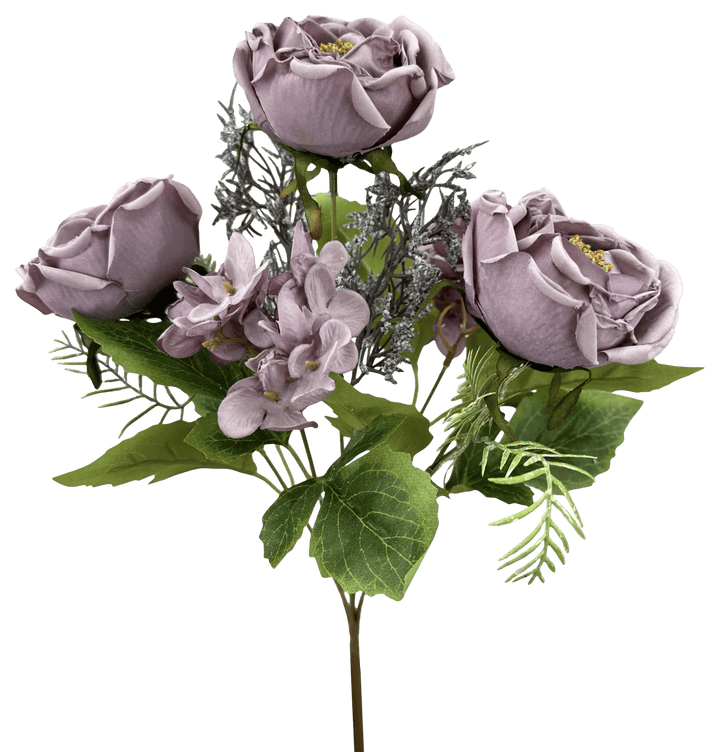 Artificial Lavender Rose Filler Bush - 15" - Greenery MarketArtificial Flowers57453LV
