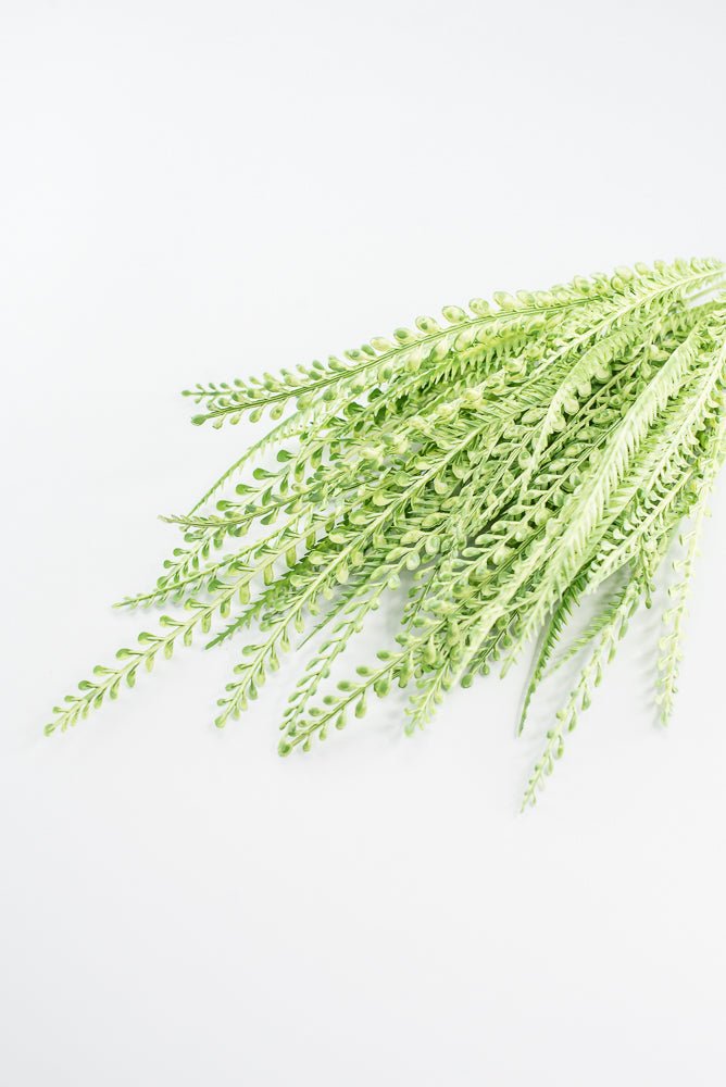 Artificial, Light Green, Button Leaves & Sword Fern Bush - 19" - Greenery MarketArtificial Flora57495GN