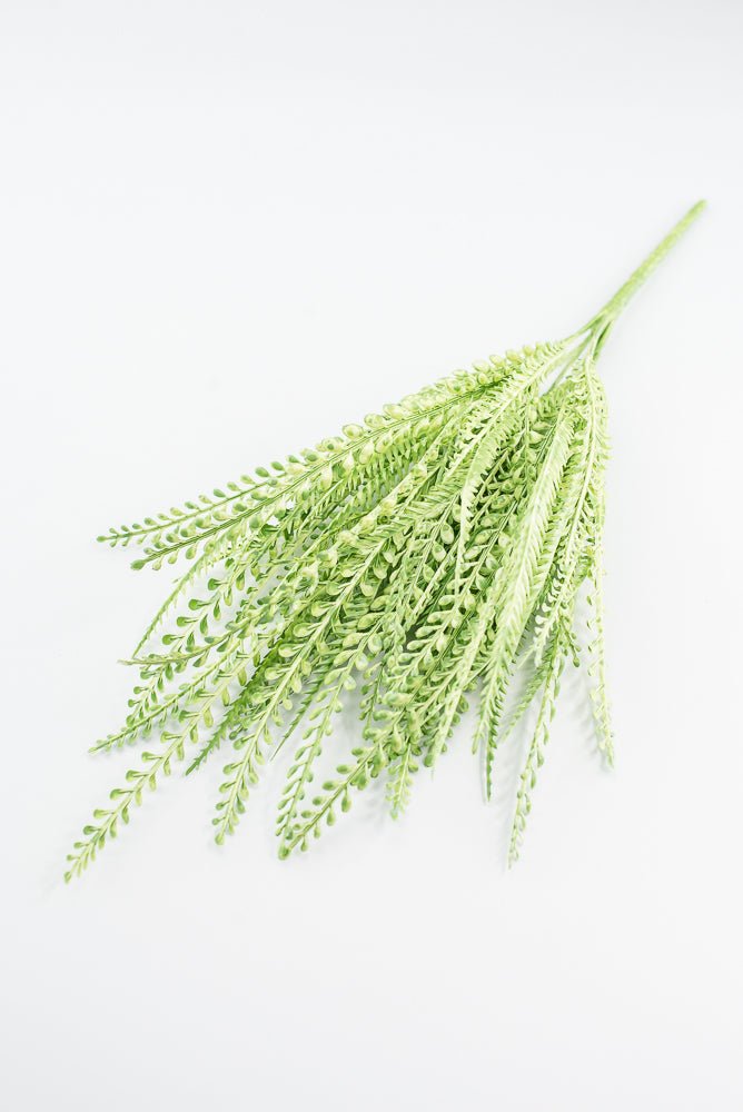 Artificial, Light Green, Button Leaves & Sword Fern Bush - 19" - Greenery MarketArtificial Flora57495GN