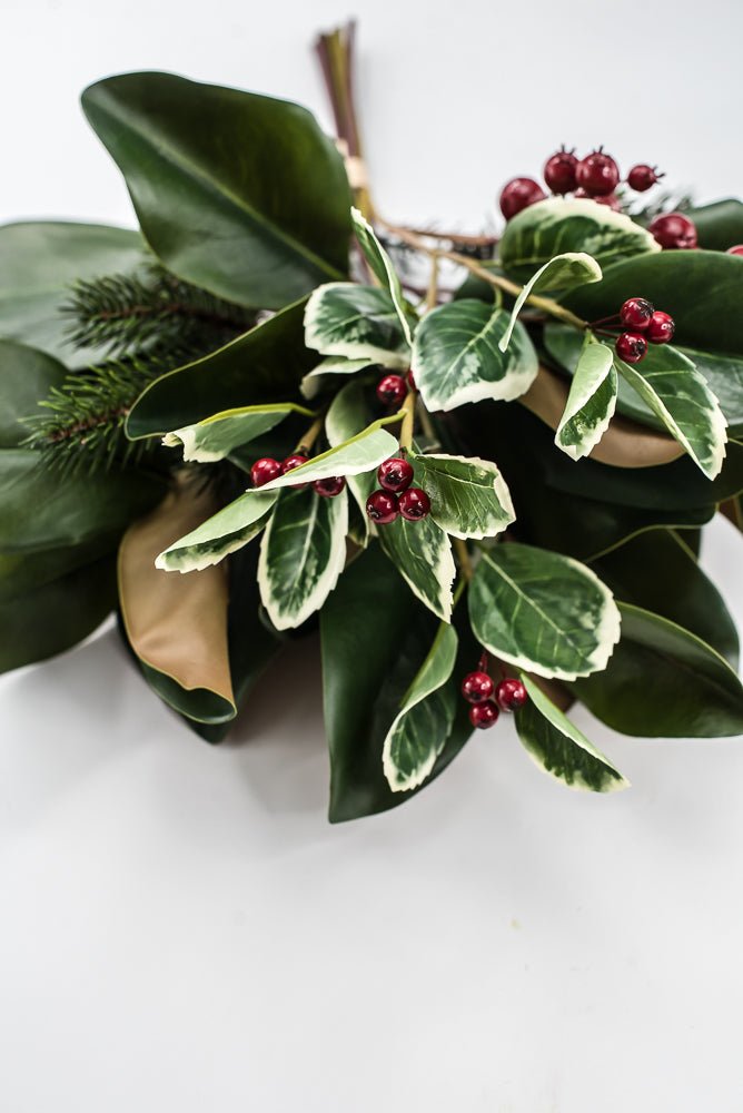 Artificial Magnolia Leaf, Pine & Holly Berry Bundle - 18" - Greenery MarketPM3575