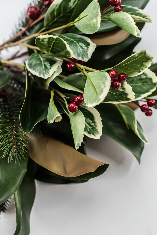 Artificial Magnolia Leaf, Pine & Holly Berry Bundle - 18" - Greenery MarketPM3575